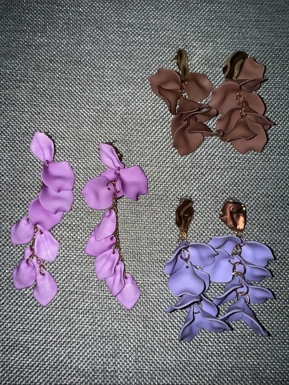 Mixed lot of colorful statement floral petal earrings